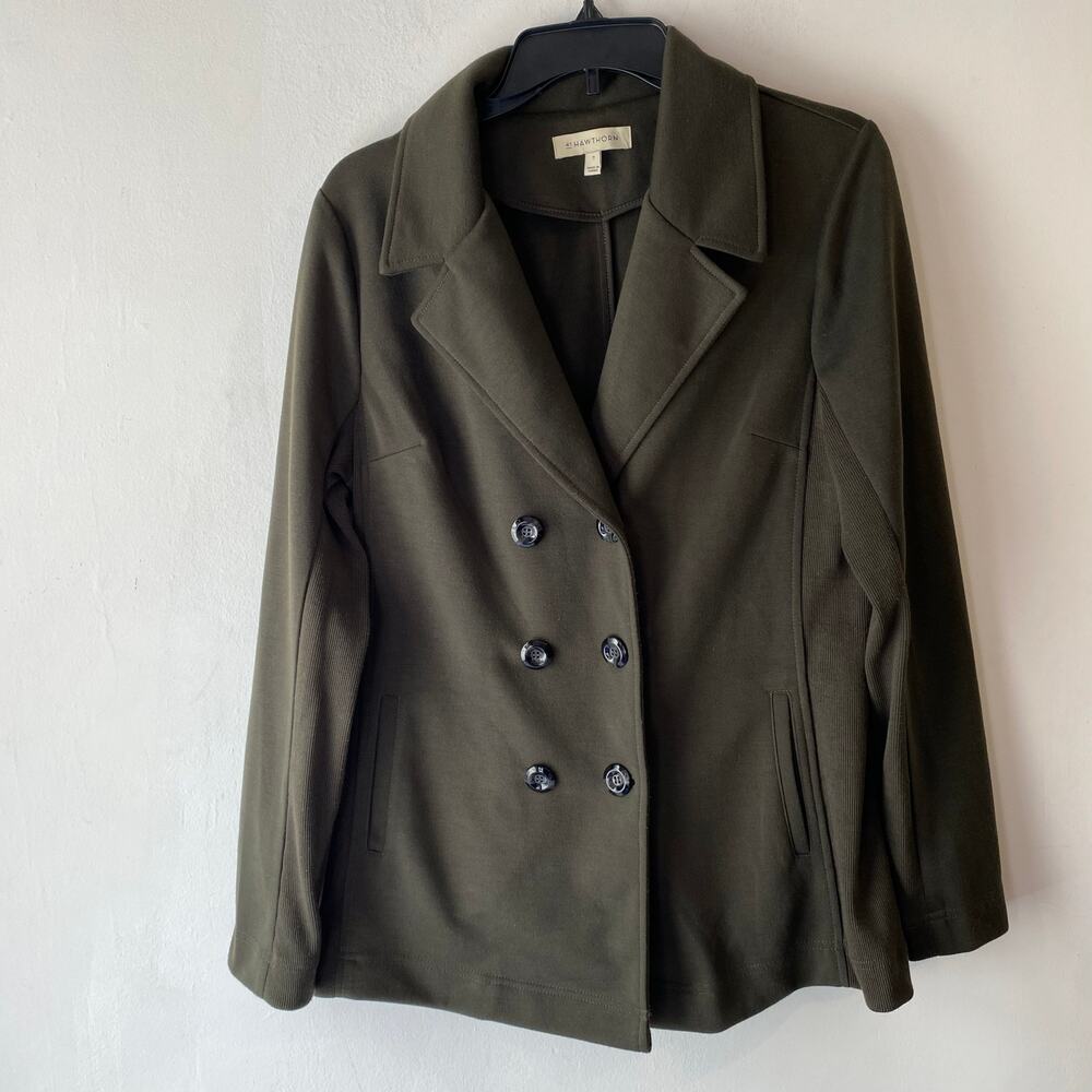 41 Hawthorn London Knit Double Breasted Blazer Jacket SZ M Stretch Career Office